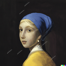DALL-E using the painting image (variations feature) on: An oil painting of the girl with a pearl earring