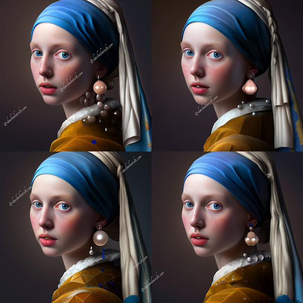 Girl with a pearl earring, variations with Midjourney bot
