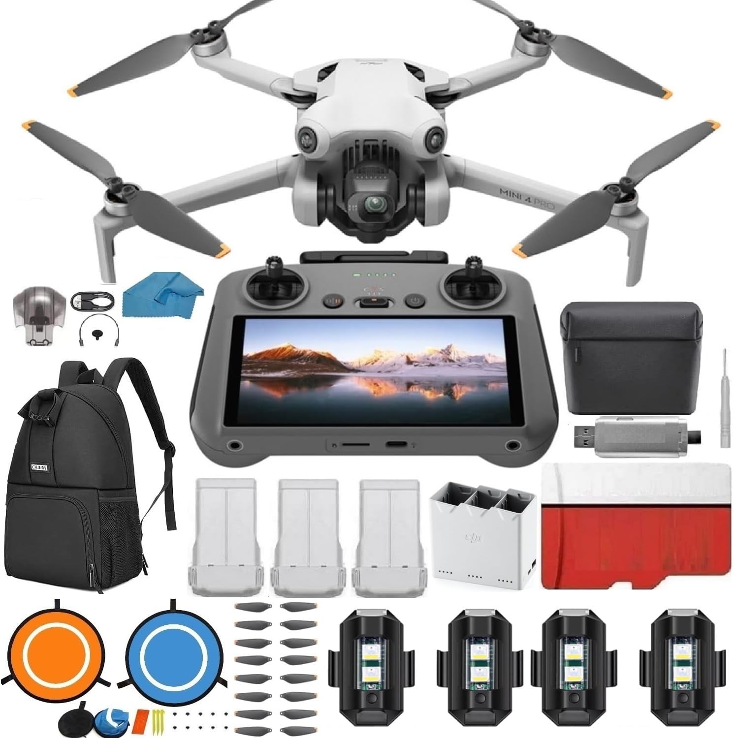 DJI Mavic Mini FlyCam Quadcopter with 2.7K Camera, 3-Axis Gimbal Gimbal with 64GB Micro SD Card Reader, Backpack, Must Have Bundle