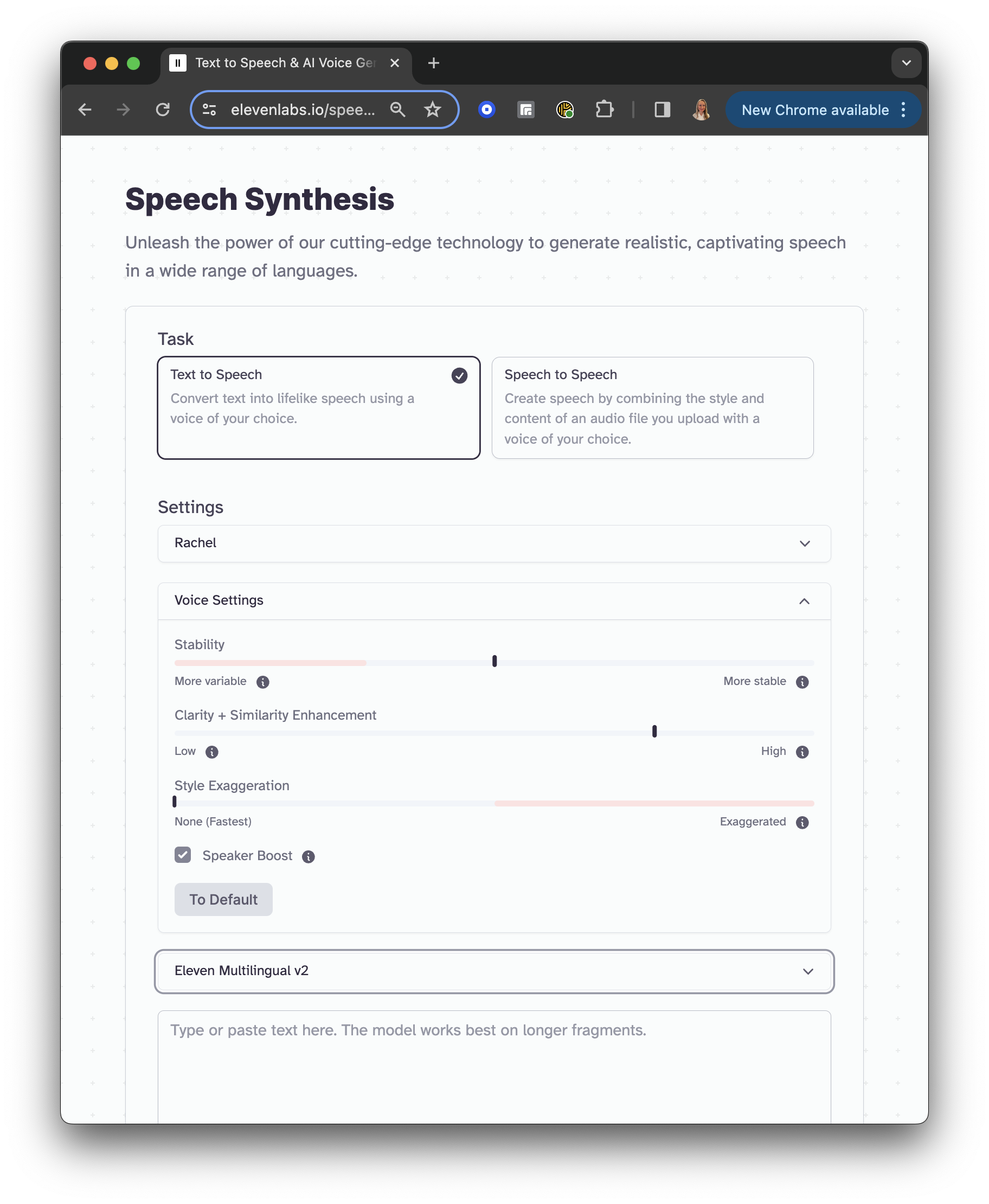 ElevenLabs Speech Synthesis