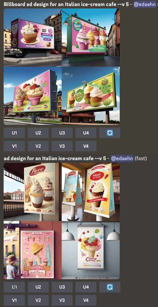 ad design for an Italian ice-cream cafe --v 5 