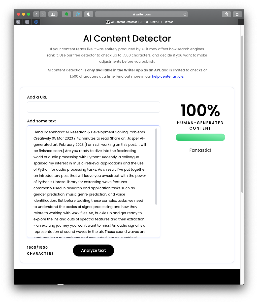 AI content detector at writer.com